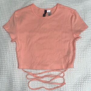 H&M Coral Crop Top with String Detail
